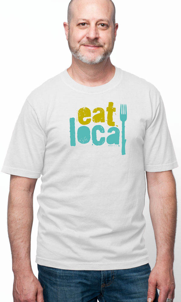 earth creations - 6430-054 Eat Local Again on USA Made Men&#39;s Tee - 100% organic cotton jersey ...